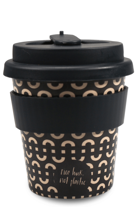 rice husk, not plastic reusable coffee cup with white background